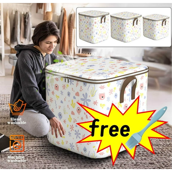 Wzzjkit Closet Storage Bins, Heavy Duty Clothing Storage Bags with Reinforced Handles, Extra Large Storage Bags for Clothes, Thickened Double Zipper for Space Saving Travel