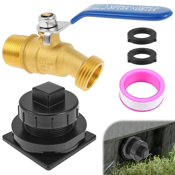 Stock Tank Drain Plug Kit Include 1-1/4" x 3/4" Pipe Reducer Hex Bushing and 3/4" Brass Faucet Fit for Rubbermaid Commercial 50 70 100 150 300 Gallon Stock Tank