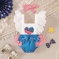 thumbnail image 5 of Curuila Kids Infant Girls Jumpsuit With Headbands Flutter Sleeve Square Neck Independence Day Print Fashionable Bodysuits White Size 12-18 Months, 5 of 8
