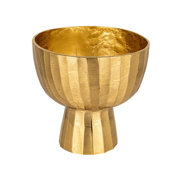 Bloomingville Aureate Creased Metal Planter, Gold Finish
