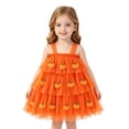 thumbnail image 3 of Otqutp Toddler Girls Halloween Dress Spaghetti Strap Star Glitter Skirt Pumpkin Tulle Dress Kids Fall Sleeveless Tank Dresses, 3 of 6