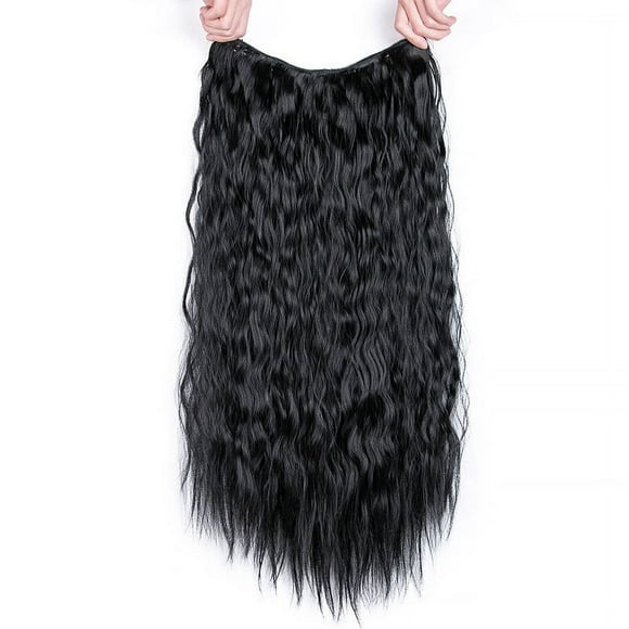 Pelucas con flequillo para mujer, peluca ondulada suelta en forma de peluca grande con permanente de maíz, pieza de mujer, extensión de cabello de agua en forma de pieza de cabello largo y rizado, un