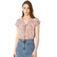 thumbnail image 1 of blusa de gasa con mangas casquillo ligera con volantes para mujer Rosa XS, 1 of 6