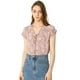thumbnail image 1 of blusa de gasa con mangas casquillo ligera con volantes para mujer Rosa XL, 1 of 6