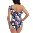 thumbnail image 5 of Sikiie colorful Polka dot bow Print Women One Piece Swimsuits Tummy Control One Shoulder Bathing Suits Ruffle Swimwear, From S to XXL-XX-Large, 5 of 6