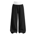 thumbnail image 3 of Falkdiz Loose Sweatpants for Girls Open Bottom Solid Color Pockets Wide Leg Outdoor Stylish Pantalones Relaxed fit Girls Pants Elastic Waist , Black , Size: 12-13 Years, 3 of 8