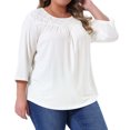 thumbnail image 2 of DARING DIVA Women's Plus 3/4 Sleeve Crochet Lace Detail Blouse Tunic Shirt 2X White, 2 of 7