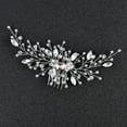thumbnail image 2 of Nvzi -b Bridal Flower Wedding Hair Pins Crystal Pearl Hair Combs Clips Headpiece Gold Wedding Hair Accessories Jewelry with Rhinestone for Brides Bridesmaids Women Girls (White), 2 of 2