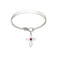 thumbnail image 1 of 6 1/4 inch Round Eye Hook Bangle Bracelet w/ Loop Cross medal charm w/ July Red Swarovski Crystal, 1 of 3
