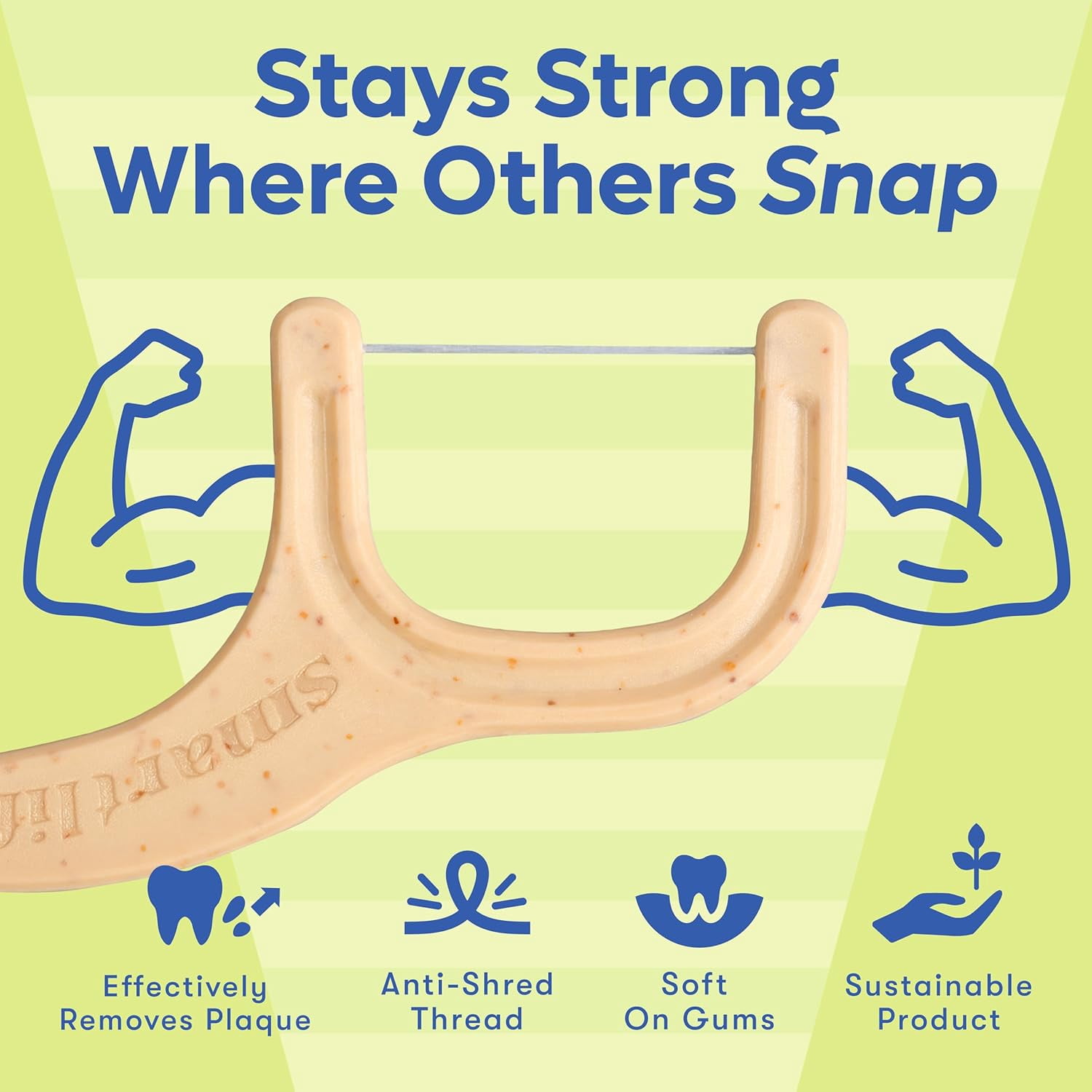 Biodegradable dental floss picks - eco-friendly handle, 200 wheat straw toothpicks