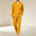 thumbnail image 5 of Delconic Mens Pajama Set Long Sleeve Button Front Sleepwear Set Loose Fit Top and Full Length Pants Loungewear Nightwear Orange XL, 5 of 6