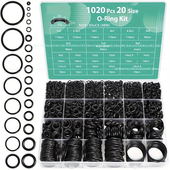 Sasio 1020-Piece 20-Size O-Ring Kit – Rubber Washer Gasket Set for Plumbing, Auto Repair, Air/Gas Sealing, Pressure Washer, Resist Connections