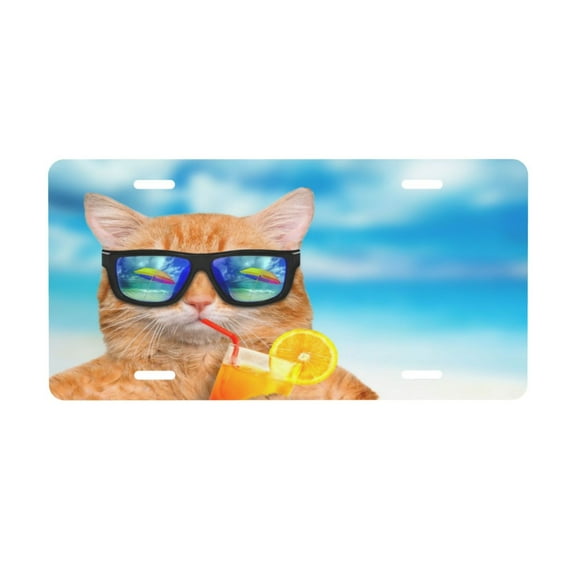 Cats Juice Glasses License Plate Front Metal Car Plate 6×12 Inch Aluminum Noverlty License Plate Decorative Car Vanity Tag Plates Gifts