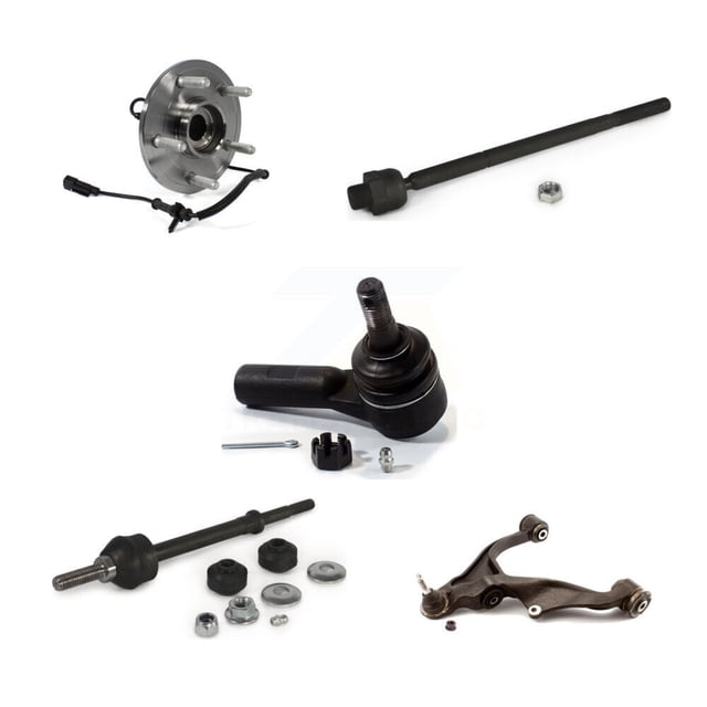 Transit Auto Ensemble de Roulement de Moyeu avant Gauche Bras de Commande Inférieur avec Rotule Tige de Liaison Intérieure Kit de Stabilisation (5 Pcs) pour Voiture 2012 Ram 1500 4WD avec Roues à 5 Crampons K77-101522