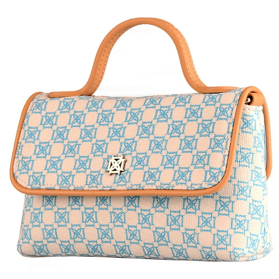 DOMINIE Crossbody Handbag /Clutch Purse Light Blue Canvas With Removable Shoulder Strap Unisex Audrey