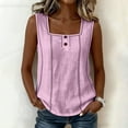 thumbnail image 4 of Erwazi Womens Square Neck Tank Top Button Wide Strap Sleeveless Casual Trendy Top, 4 of 9