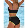 thumbnail image 5 of Sociala High Waisted Bikini Sets for Womens Sporty Two Piece Swimsuits Color Block Bathing Suits Swimwear, 5 of 10