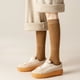 thumbnail image 3 of 1 par de medias hasta la rodilla gruesas, elásticas, de color sólido, antideslizantes, cómodas, cálidas, suaves, para otoño e invierno, para mujer, calcetines largos de felpa para uso diario, beige., 3 of 7