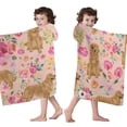 thumbnail image 4 of Golden Retriever with Flowers Hooded Bath Towel，60"x35" for Ages 3 To 12 Kids, Quick Dry Lightweight Soft Microfiber Hood Beach Towel Cover Up for Kids, 4 of 7