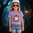 thumbnail image 2 of Xyant Halloween Girls Shirt Ghost Shirts Spooky Season Tees Kids Toddler Short Sleeve Fall Tops Outfits Girls Halloween T Shirt,Size 2-14 Years, 2 of 5