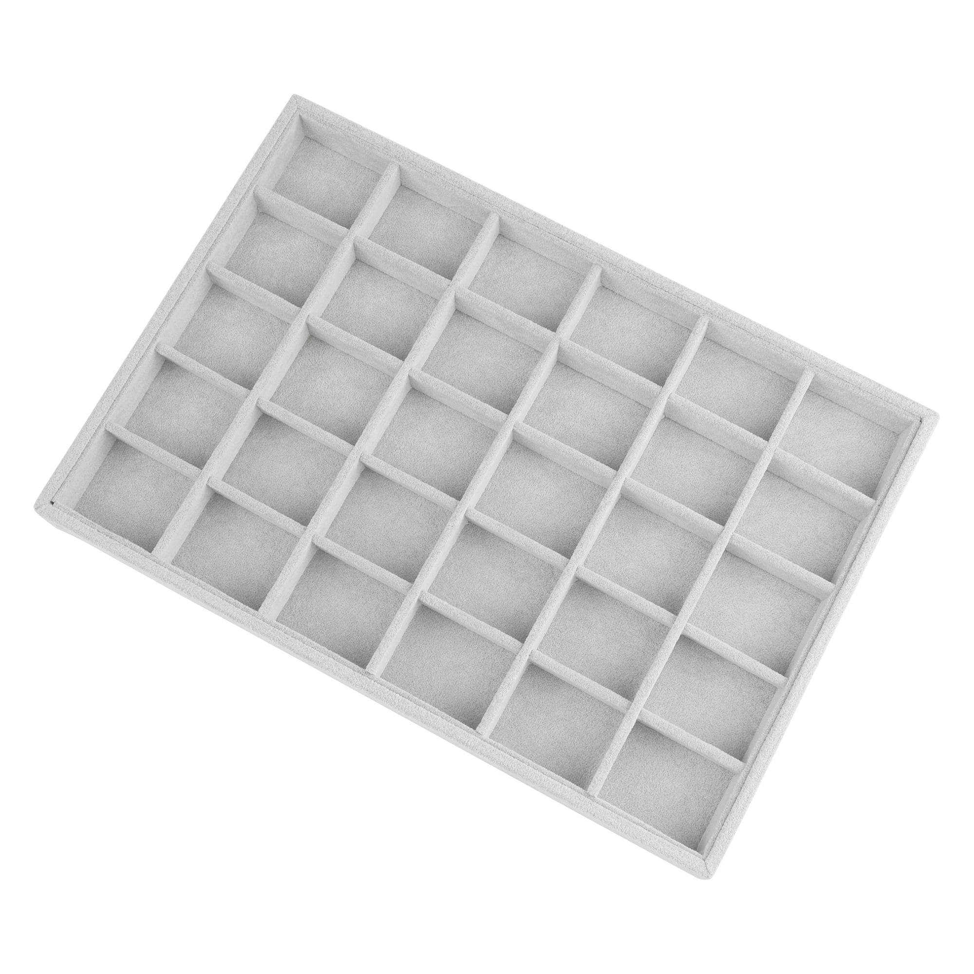 Unique Bargains Velvet Jewelry Organizer Trays with Removable Dividers Grey-30 Grid Tray