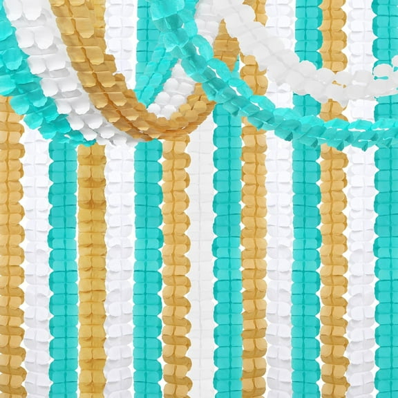 Teal-Gold Sage Green Party-Decorations Streamers Garland - 157Ft Four-Leaf Clover Hanging Banner, Wedding Engagement Bachelorette Birthday Baby Bridal Shower Decor ZEN