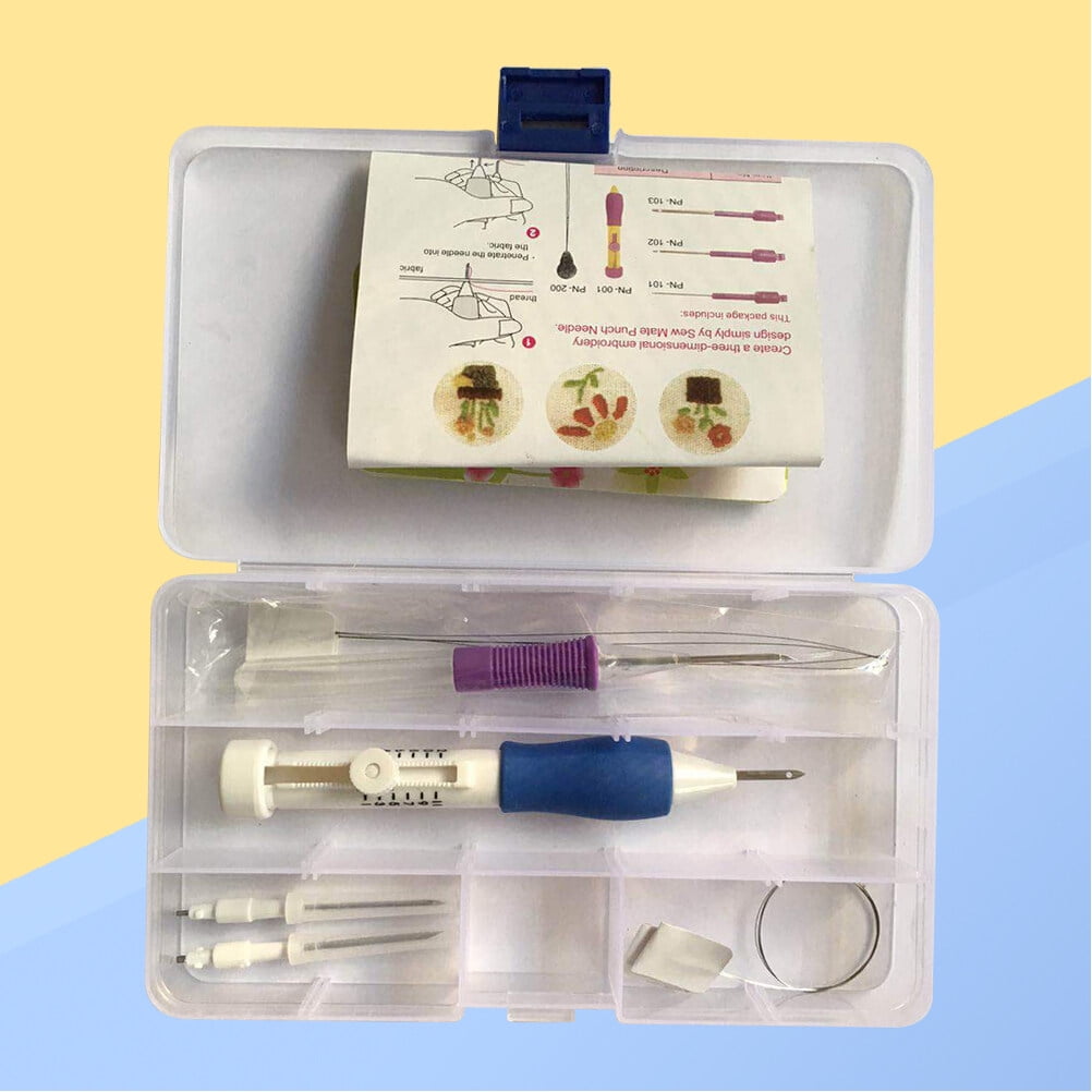 Raindrops 3-Piece Embroidery Punch Needle Kit with Stitching Tools, Embroidery Pens, Knitting & Sewing Accessories Set