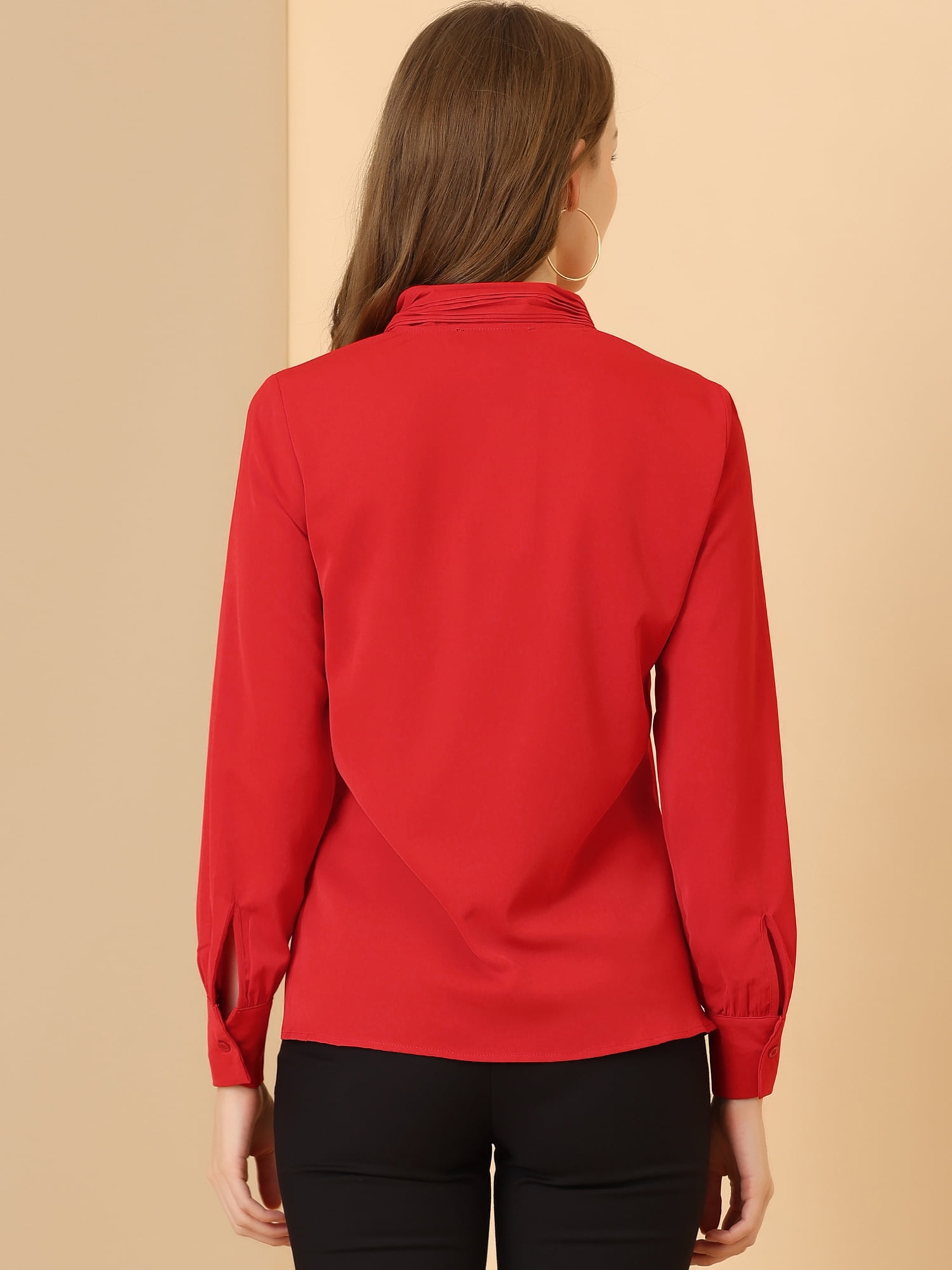 DARING DIVA Work Office Blouse Pleated Top Shirt XS Red