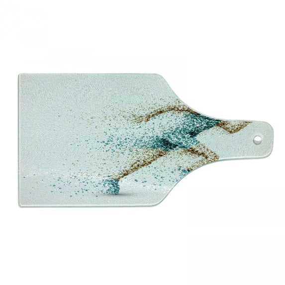 Running Cutting Board, Man Moving Formed with Small Circular Blots Sportsman, Decorative Tempered Glass Cutting and Serving Board, in 3 Sizes, by Ambesonne