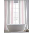 thumbnail image 6 of Pink Grey Striped Semi Sheer Curtains 108 Inch Length 2 Panels Set, Geometric Vertical Stripes Minimalist Sheer Kitchen Curtain Privacy Voile Window Curtain for Living Room Bedroom Rod Pocket Drapes, 6 of 7