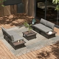 thumbnail image 3 of LAUSAINT HOME 6 Pieces Patio Furniture Set, Outdoor Metal Frame Patio Conversation Sets with Gray Cushions, 3 of 11