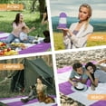thumbnail image 6 of Purple and White Stripes Beach Blanket Sandproof Waterproof Extra Large for 1-8 Adults Size 110"x118" Pouch Bag and Drawstring Bag Anti Sand Skin Friendly Machine Washable Outdoor Blanket, 6 of 6
