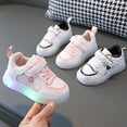 thumbnail image 2 of B91xZ Sneakers for Girls Toddler Shoes Children LED Light Strip Shoes Lace Up Canvas Shoes Kids Casual Shoes Light Up Shoes Walking Shoes,Pink 12, 2 of 4