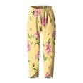 thumbnail image 4 of CLOISE Summer Pants for Women Pull On High Waisted Pants Straight Leg Stretch Active Pants Elastic Waist Lounge Casual Loose Running Athletic Pants Floral Print Trousers Fashion Yellow, 4 of 5