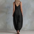 thumbnail image 3 of Lenpel Womens Wide Leg Jumpsuits V Neck Sleeveless Fashion Button Baggy Rompers Lightweight Ruffle Harem Pants, 3 of 5