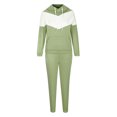 thumbnail image 4 of SELONE Lounge Sets for Women 2 Piece Outfits Pants Sets Elegant Color Blocking Long Sleeved Hooded Sweater Casual Two-piece Long Sleeved Hooded Suit 10-Green L, 4 of 6