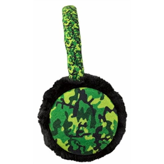 Popfizzy Adjustable Fuzzy Ear Muffs, Childrens Winter Camo Earmuffs Warmer for Boys Neon Green