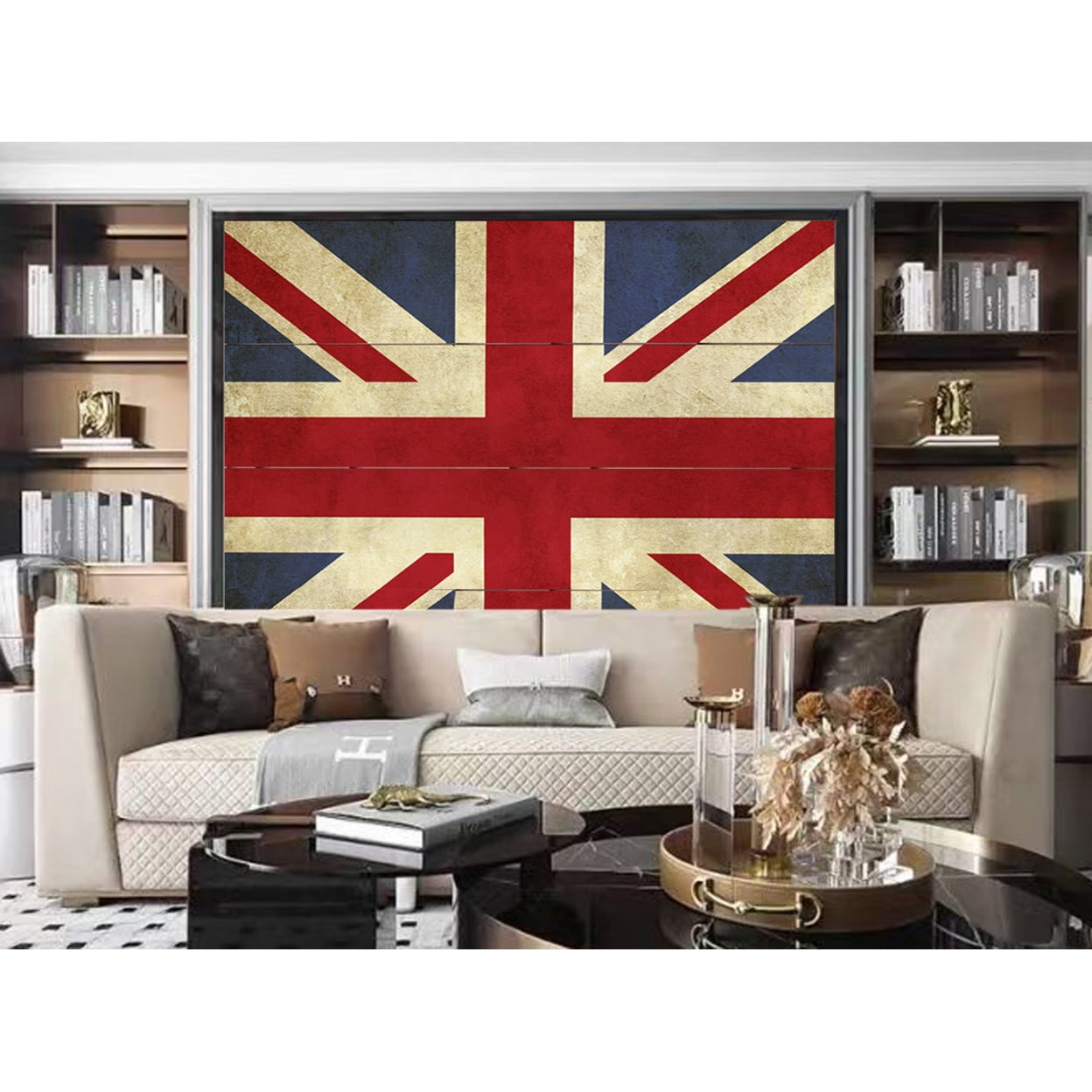 Decorative Lightweight 4 Panel Union Jack Screen Room Divider With Two Different Finishes - 7Ft
