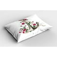 thumbnail image 2 of Ambesonne Rose Pillow Sham 2 Pack, Romantic Sea Anchor, 36"x20", Hot Pink Green Taupe, 2 of 3