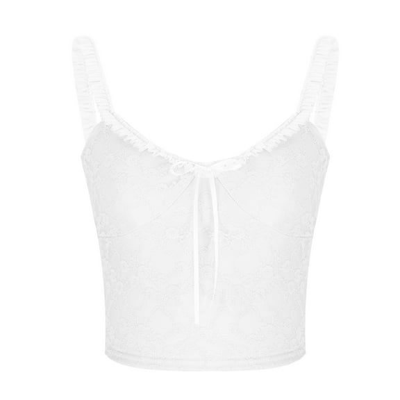 XuJwPNcy Camisole Tops for Women Lace Trim Scoop Neck Embroidery Floral Printed Clubwear Going out Top Streetwear