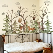 Mountain Tree Wall Stickers deer wall decal Large Pine Tree Forest Animal Bear Fox DIY Peel and Stick Wall Stickers Aesthetics Decor Kids Room Baby Nursery Bedroom Wall Decor Living Room Bedroom
