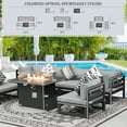 thumbnail image 4 of RADIATA 7 Pieces Aluminum Outdoor Patio Sectional Furniture Sofa Set with Fire Pit Table Large Size Luxury Comfortable Durable Water/UV-Resistant Garden Porch Backyard Party (Light Gray Cushion), 4 of 11