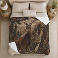 thumbnail image 4 of Majestic Buck Rustic Forest, Peaceful Mountain Lake Scene, Warm Flannel Blanket for Cabin and Lodge with Detailed Artwork, Outdoor Lovers Thanksgiving Gift, Artistic Home Decor, 4 of 7