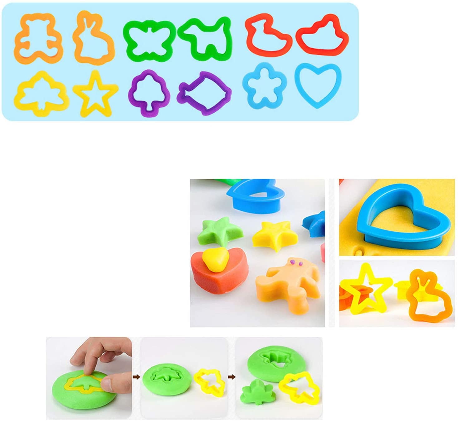 Pandapia 52-Piece Play Dough Tools Toys Playdough Accessories Set Cookie Cutter Starter Party Favor Playsets Includes Roller Animal Molds ABC Letter