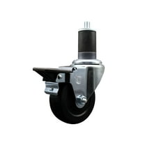 3.5 Inch Hard Rubber Swivel 1-5/8 Inch Expanding Stem Caster with Brake SCC