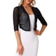 thumbnail image 4 of Inspire Chic Cárdigan Corto Elegante de Malla Transparente para Mujeres con Mangas 3/4 Ligero XS Negro, 4 of 6