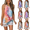 thumbnail image 4 of Minnieouse Camiseta sin mangas con cuello y dobladillo retorcido con estampado teñido anudado para mujer Prendas para la parte del cuerpo Cielo azul L Minnieouse AP001690-18, 4 of 6