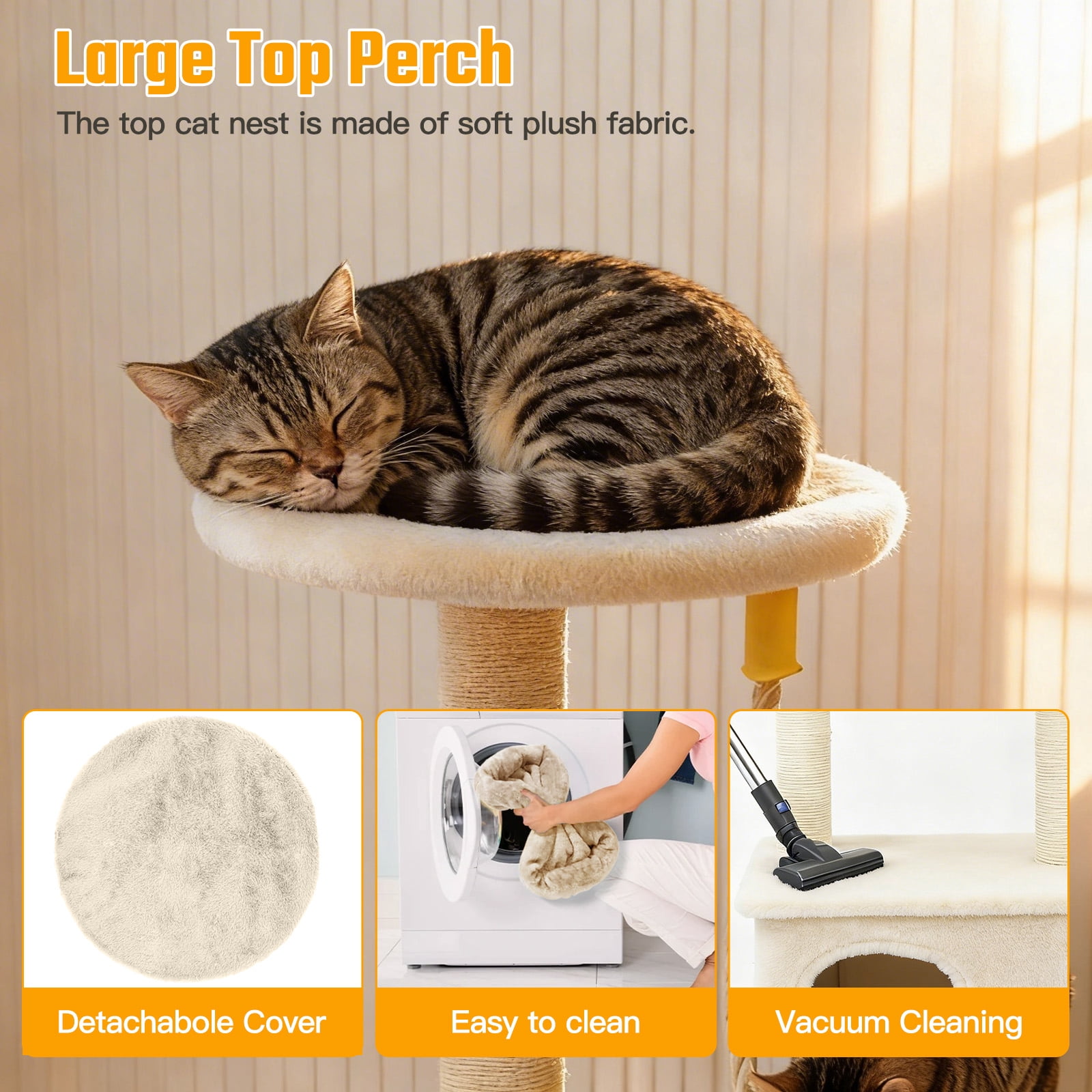 Cat Tree with Condo and Sisal Post, Multi-Level Cat Tower with Top Perchs, Cratching Post for Indoor Cats, Beige