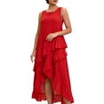 thumbnail image 2 of Blmnix Dresses for Women Flowy Dresses Elegant Peplum Tank Dress Dresses Sleeveless Crew Neck Red Maxi Adaptable Womens Dresses Summer M, 2 of 6
