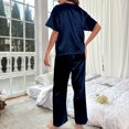 thumbnail image 4 of Womens Satin Silky Pajama Set Short Sleeve Shirt with Long Pajama Pant Set Soft PJ Loungewear, 4 of 5